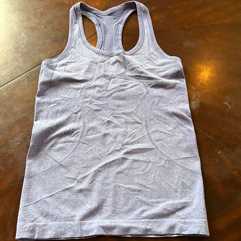 Lulu lemon racer back tank, blue, size 4